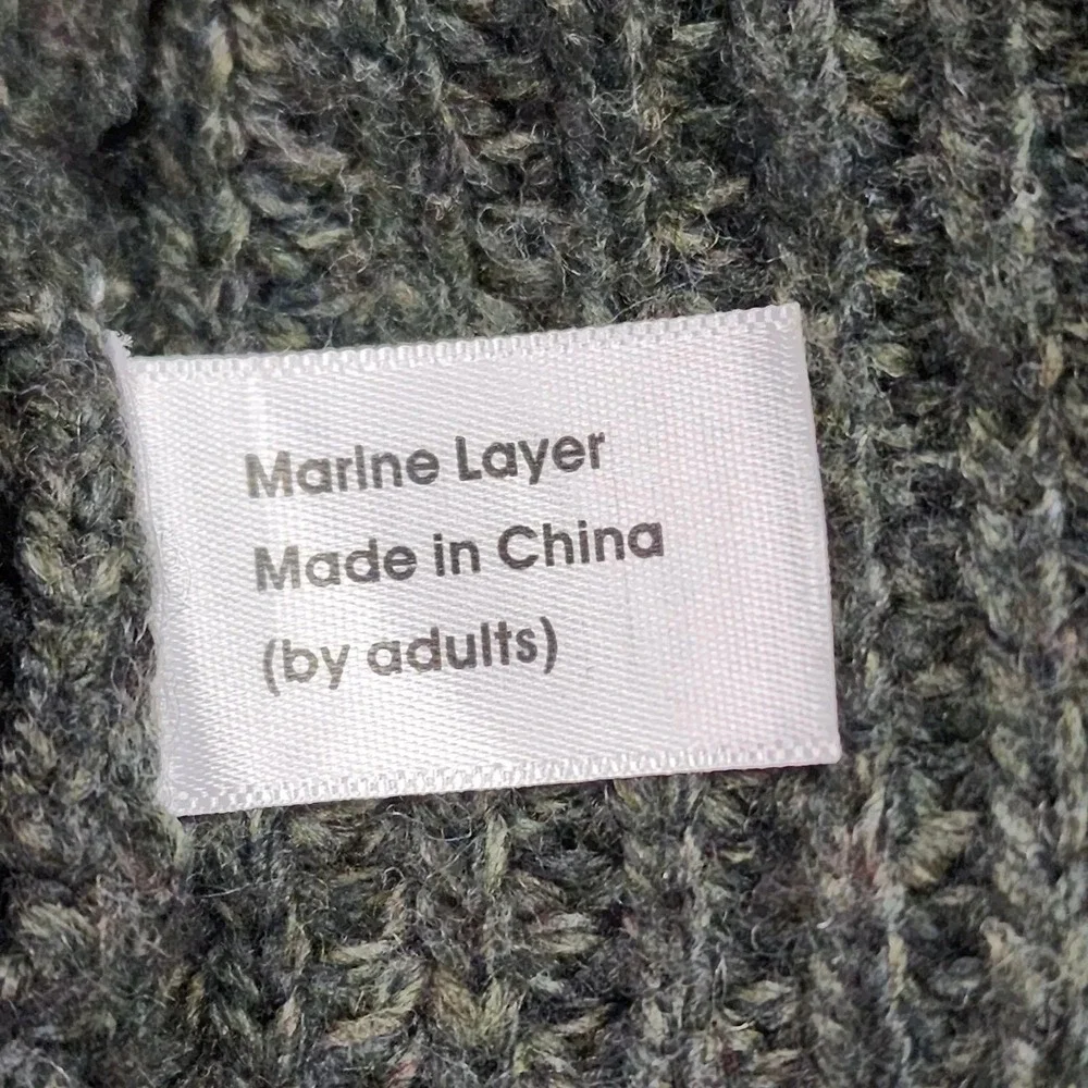 Marine Layer Sweater Womens XS/S Chunky Knit Brooklyn Hunter Green Cardigan